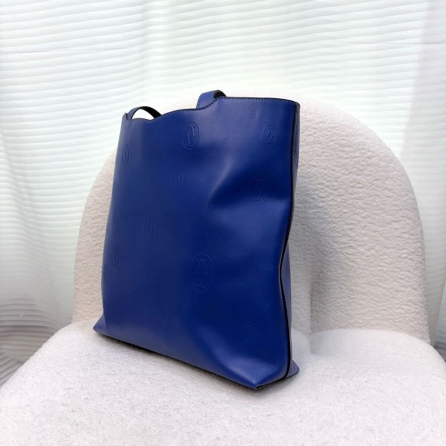 Cartier靛藍色logo印花購物托特-9