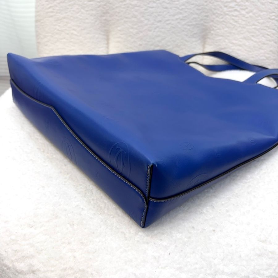 Cartier靛藍色logo印花購物托特-12
