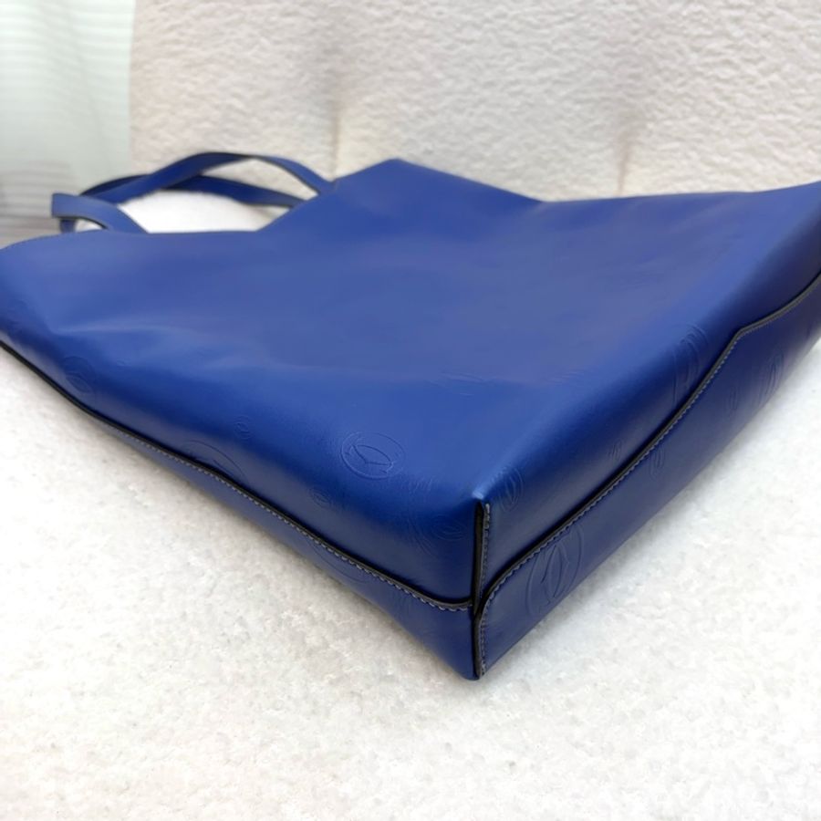 Cartier靛藍色logo印花購物托特-13