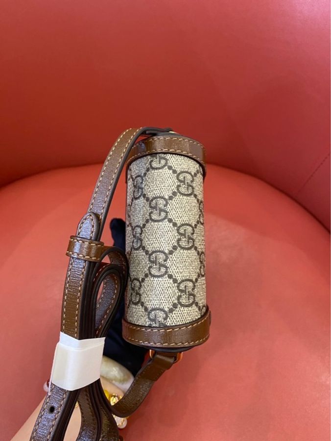 GUCCI古馳 1955竪版手機包 烏木色拼棕單肩斜挎手機包 尺寸:11*17*5 配件塵袋-5