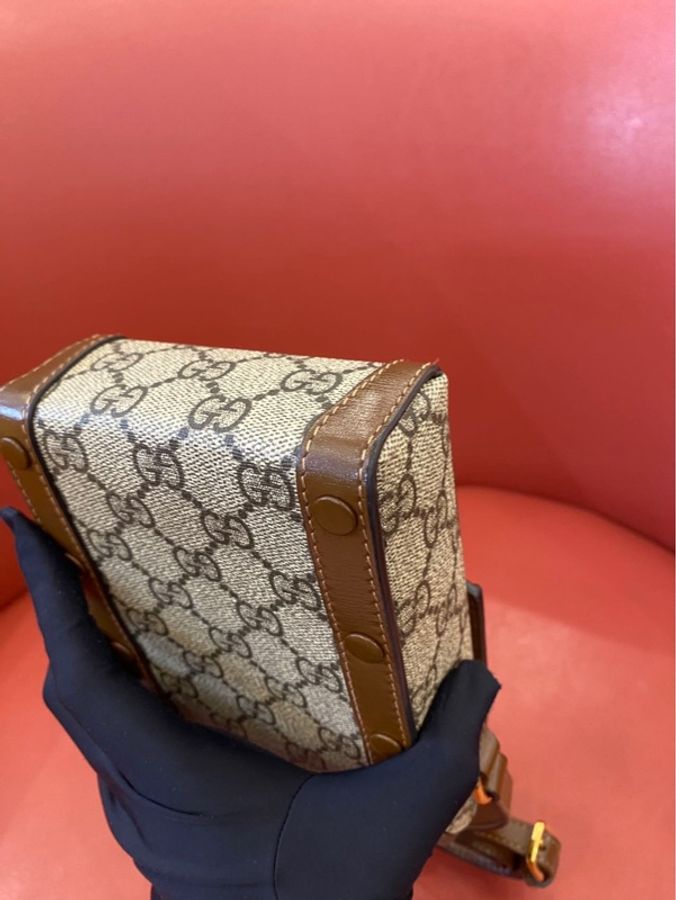 GUCCI古馳 1955竪版手機包 烏木色拼棕單肩斜挎手機包 尺寸:11*17*5 配件塵袋-7