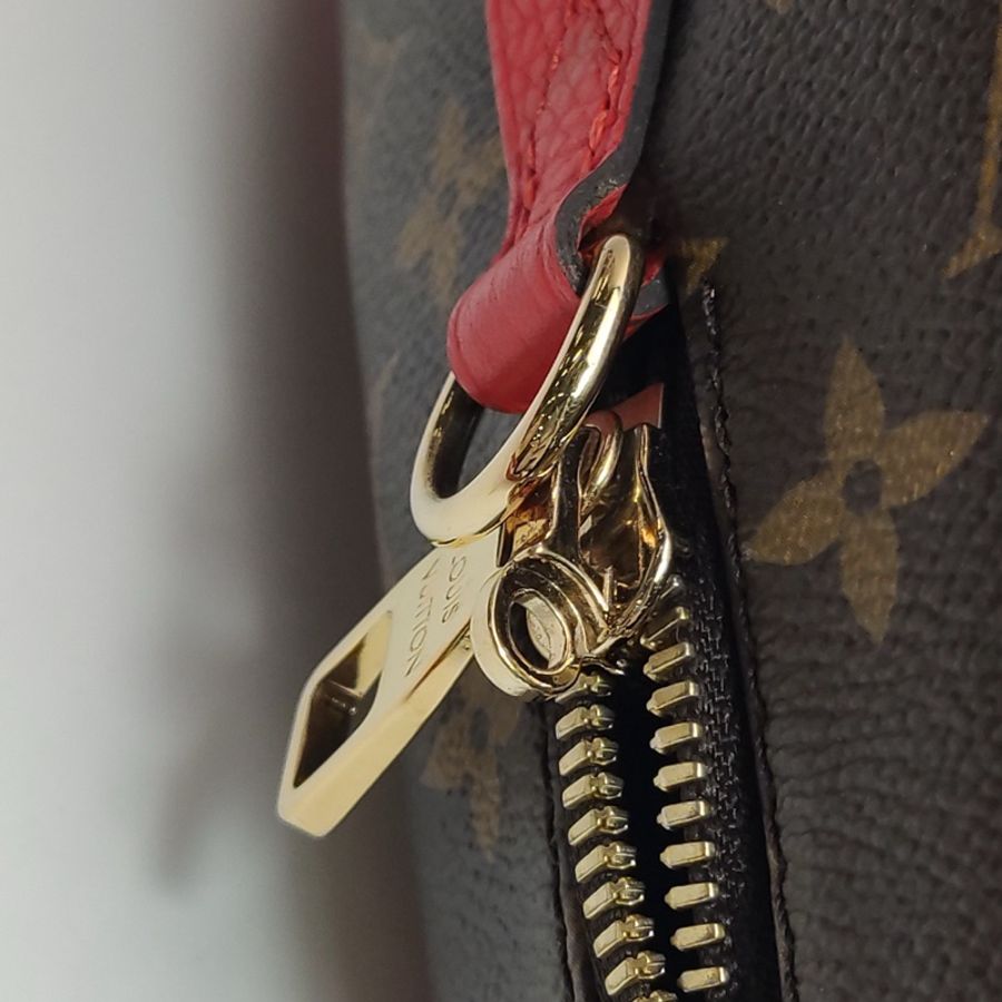 99新Louis Vuitton 路易威登 老花拼紅色Retiro手提包，尺寸31*15*22 配件塵袋 肩帶 鎖 鑰匙-6