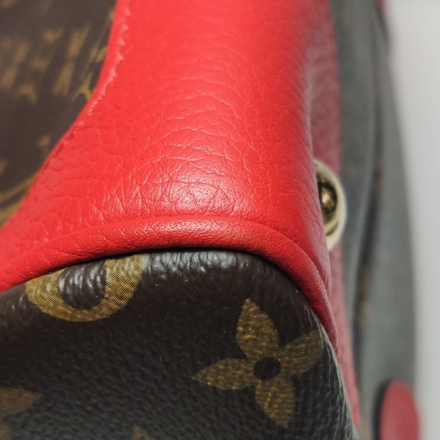 99新Louis Vuitton 路易威登 老花拼紅色Retiro手提包，尺寸31*15*22 配件塵袋 肩帶 鎖 鑰匙-9
