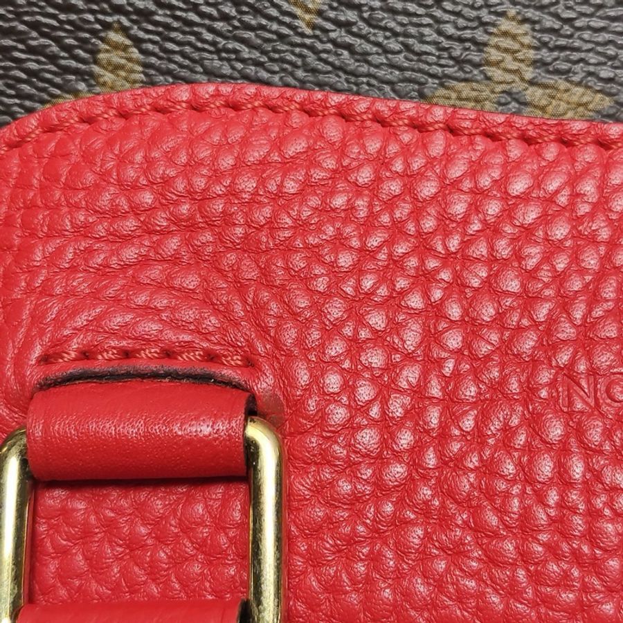 99新Louis Vuitton 路易威登 老花拼紅色Retiro手提包，尺寸31*15*22 配件塵袋 肩帶 鎖 鑰匙-14