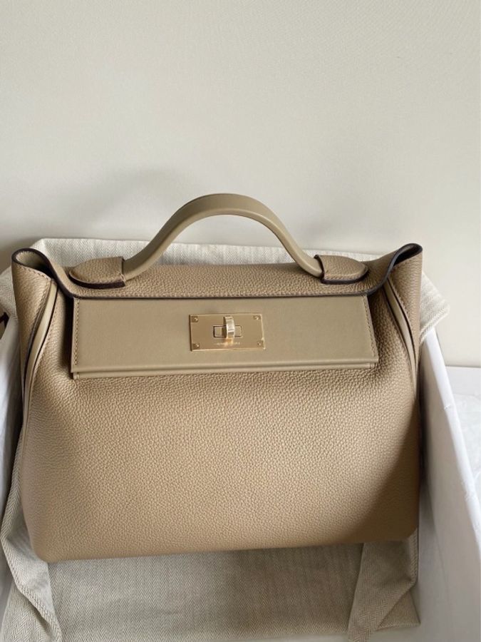 Hermes 愛馬仕2424 29 8Q馬爾法米色 淡金扣 togo皮 擱置品近新 百搭大地色-1