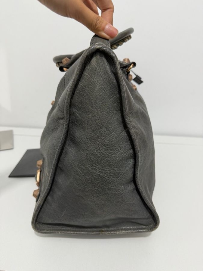 Balenciaga 巴黎世家Balenciaga 灰色手提機車包-3