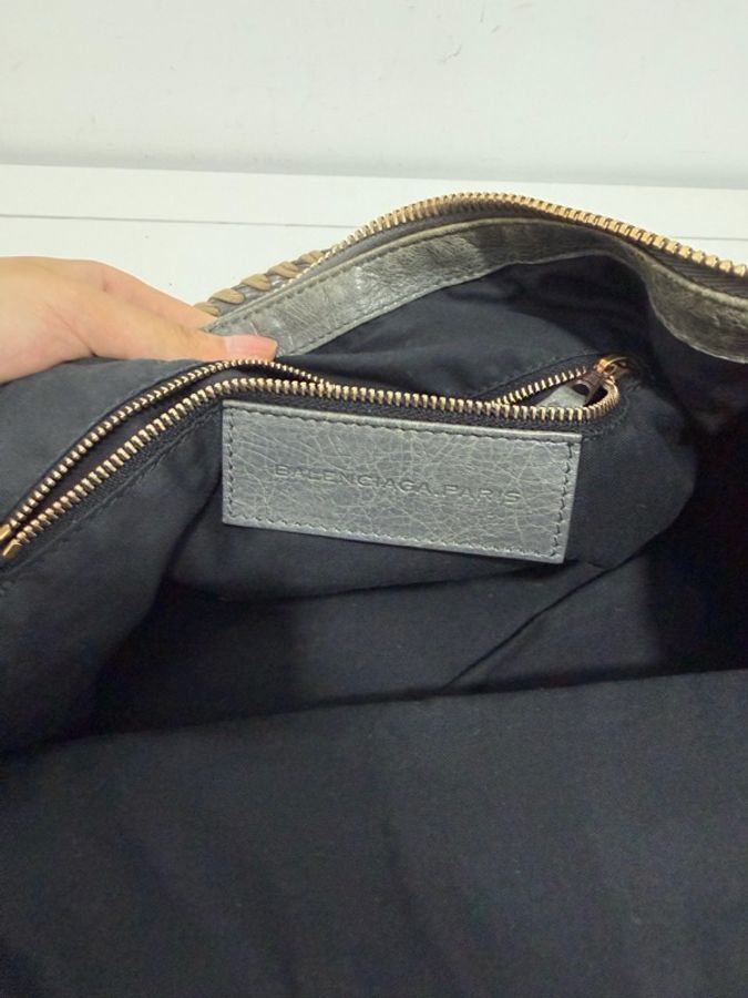 Balenciaga 巴黎世家Balenciaga 灰色手提機車包-5
