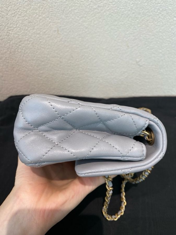 Chanel 香奈兒灰色金球大mini 芯片款-6