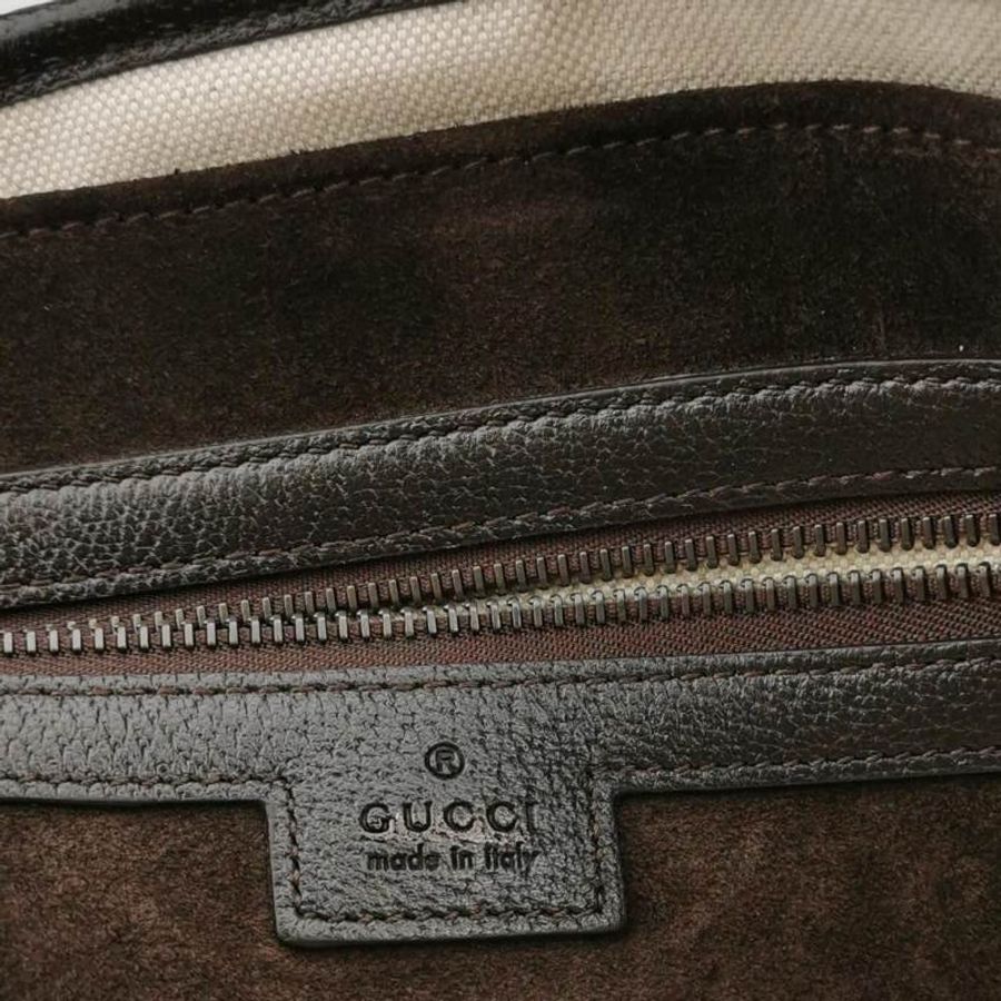 Gucci Ophidia牛皮帆布翻毛皮拼色條紋雙G單肩包-7