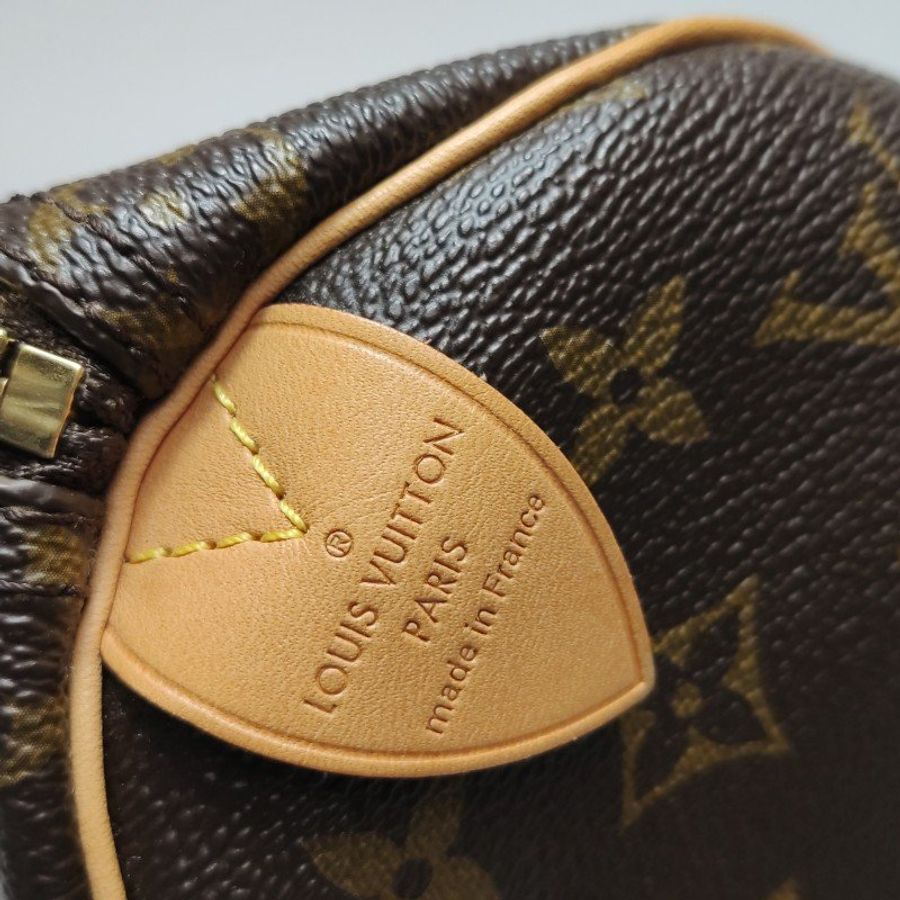 Louis Vuitton (LV) Speedy25植鞣革Monogram印花波士頓包手提包晶片款-15