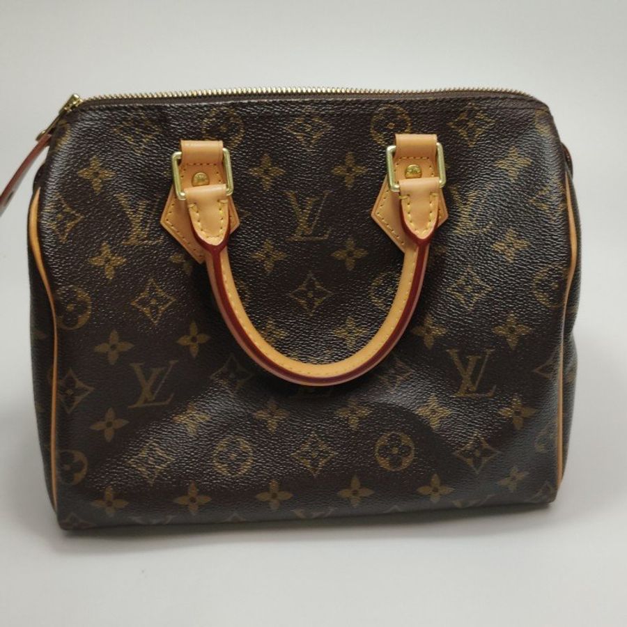 Louis Vuitton (LV) Speedy25植鞣革Monogram印花波士頓包手提包晶片款-18