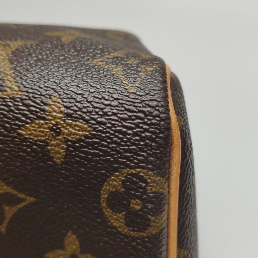 Louis Vuitton (LV) Speedy25植鞣革Monogram印花波士頓包手提包晶片款-19