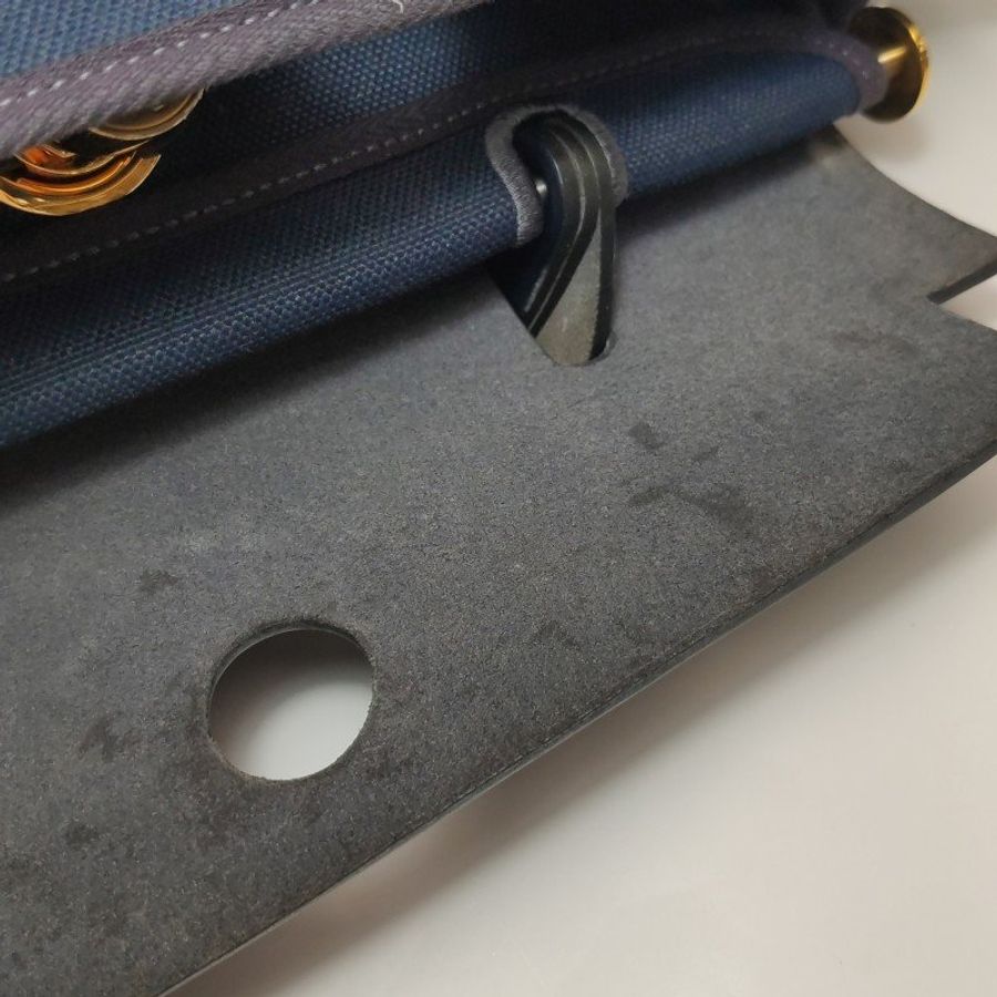 Hermes Herbag31子母包斜背包單肩包Hunter牛皮帆布金扣7U海軍藍藍色Z刻-8