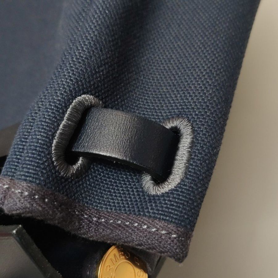 Hermes Herbag31子母包斜背包單肩包Hunter牛皮帆布金扣7U海軍藍藍色Z刻-20