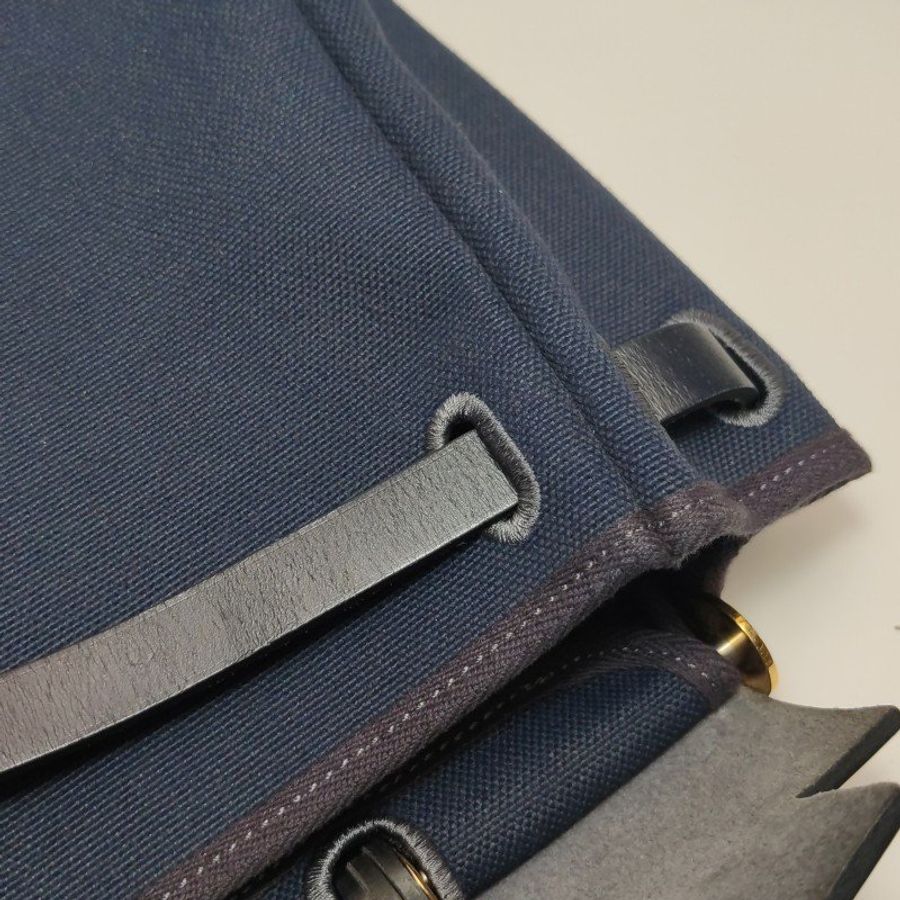 Hermes Herbag31子母包斜背包單肩包Hunter牛皮帆布金扣7U海軍藍藍色Z刻-26