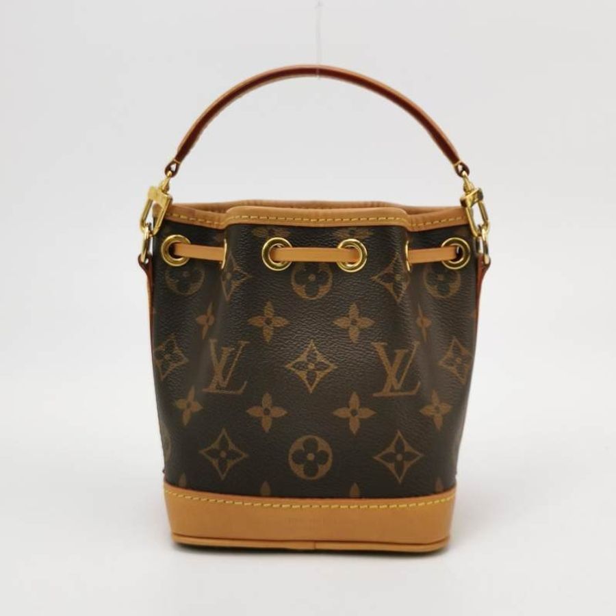 Louis Vuitton (LV) NOENano植鞣革Monogram印花抽繩斜挎包肩背包晶片款-5