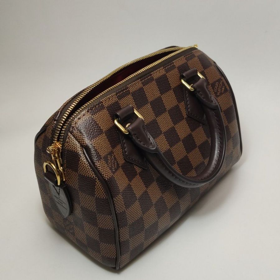Louis Vuitton (LV) Speedy20牛皮棋盤格波士頓包肩包晶片款-19