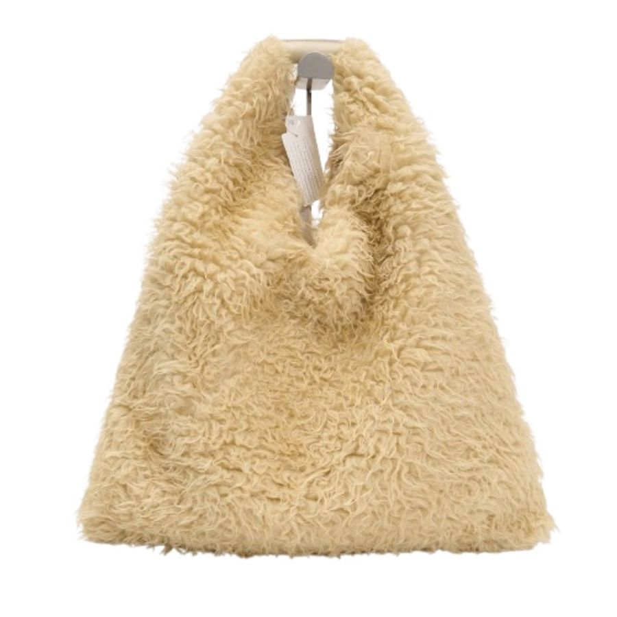 MM6 Maison Margiela 米色仿皮草毛毛托特袋 和尚袋-0