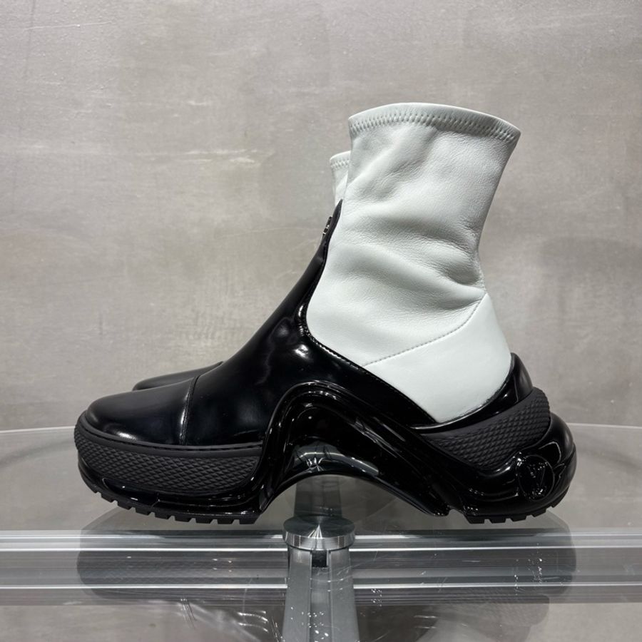 Louis Vuitton/路易威登 LV Archlight  銀色浮雕字母logo 黑白拼色漆皮38碼-2