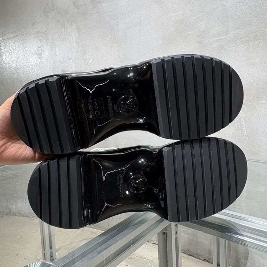 Louis Vuitton/路易威登 LV Archlight  銀色浮雕字母logo 黑白拼色漆皮38碼-5