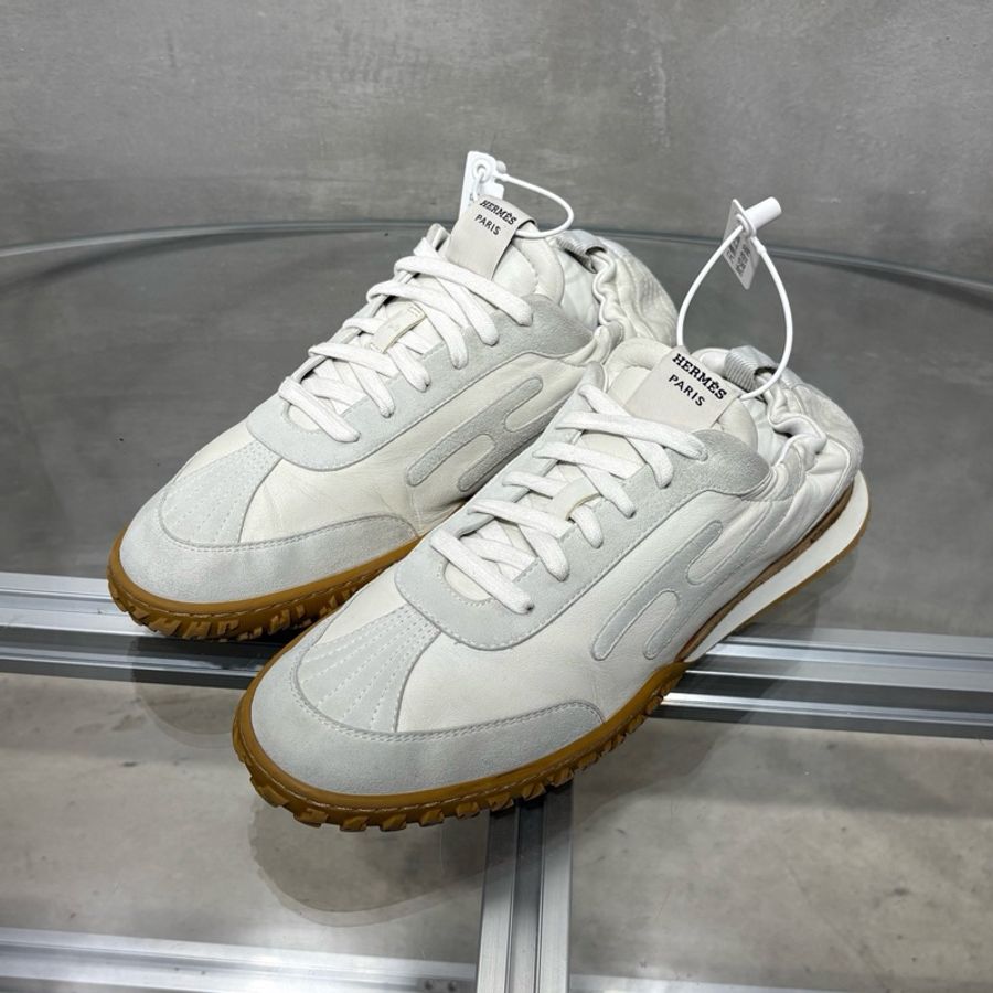 HERMES/愛馬仕 白色麂皮 德訓鞋 尺碼/41.5碼-0