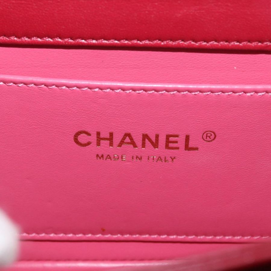 【日本直送】香奈兒 (CHANEL) 菱格紋鏈條單肩包,羊皮材質,紅色,金色雙C標誌,正品編號 190119SAM-24