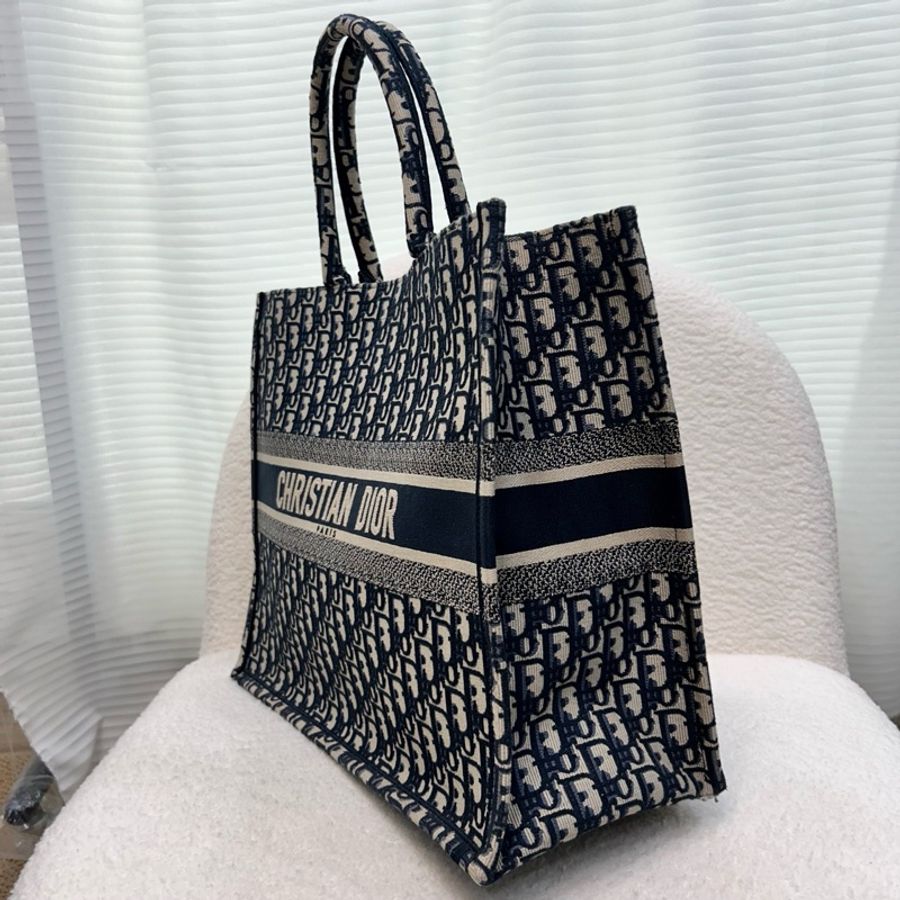 Dior 迪奧 藍色 Oblique 刺繡帆布 Book Tote 大號 托特包 手提包 購物包 M1286ZRIW_M828-5