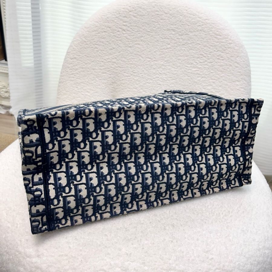 Dior 迪奧 藍色 Oblique 刺繡帆布 Book Tote 大號 托特包 手提包 購物包 M1286ZRIW_M828-8
