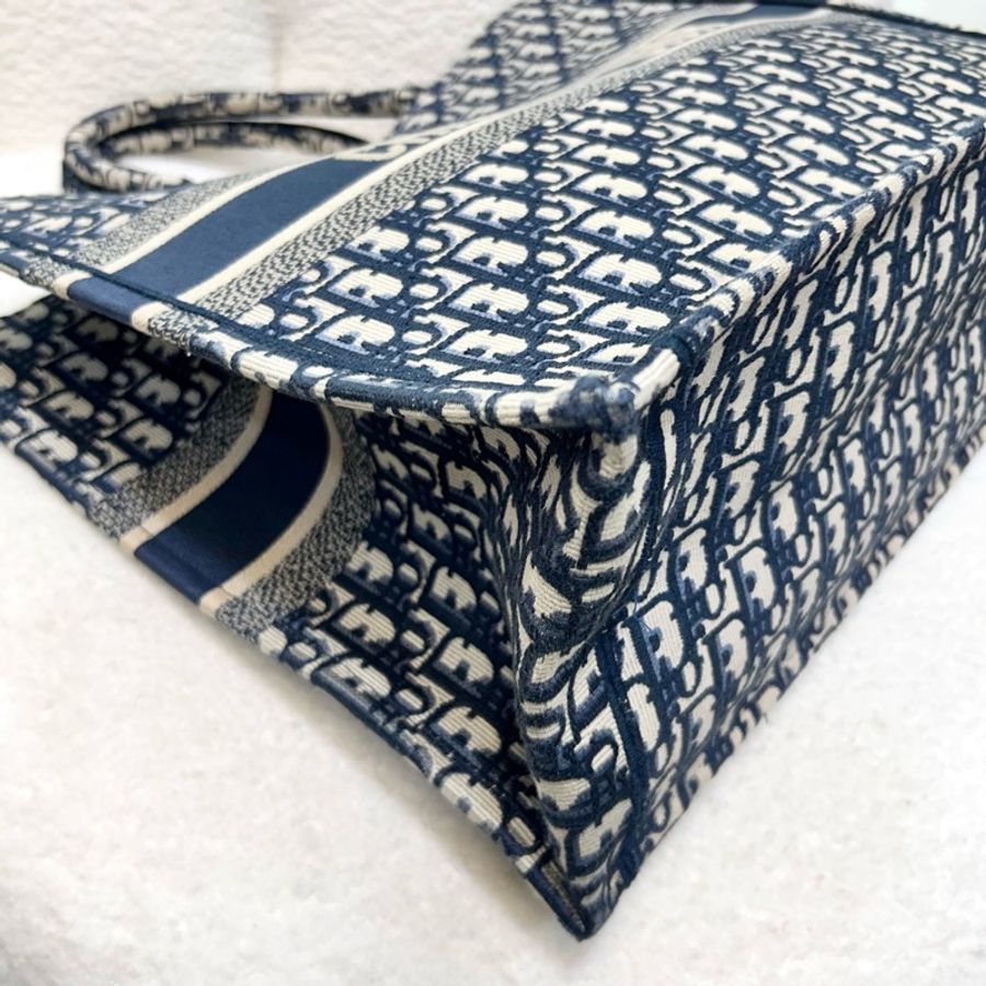 Dior 迪奧 藍色 Oblique 刺繡帆布 Book Tote 大號 托特包 手提包 購物包 M1286ZRIW_M828-10