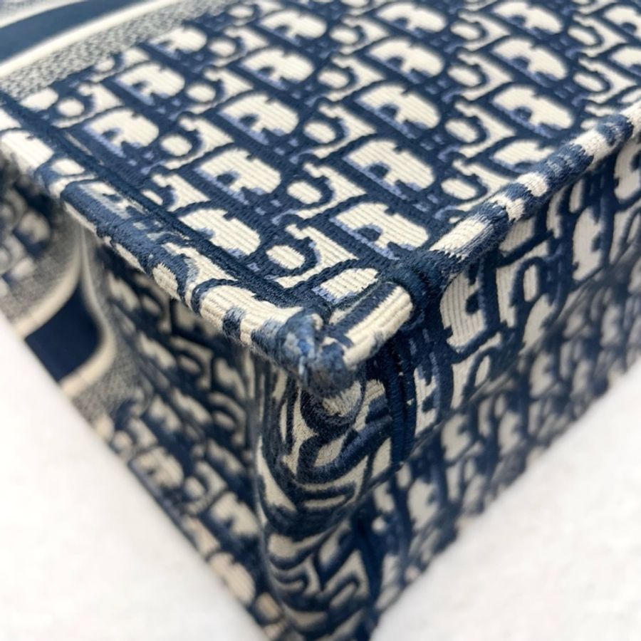 Dior 迪奧 藍色 Oblique 刺繡帆布 Book Tote 大號 托特包 手提包 購物包 M1286ZRIW_M828-13