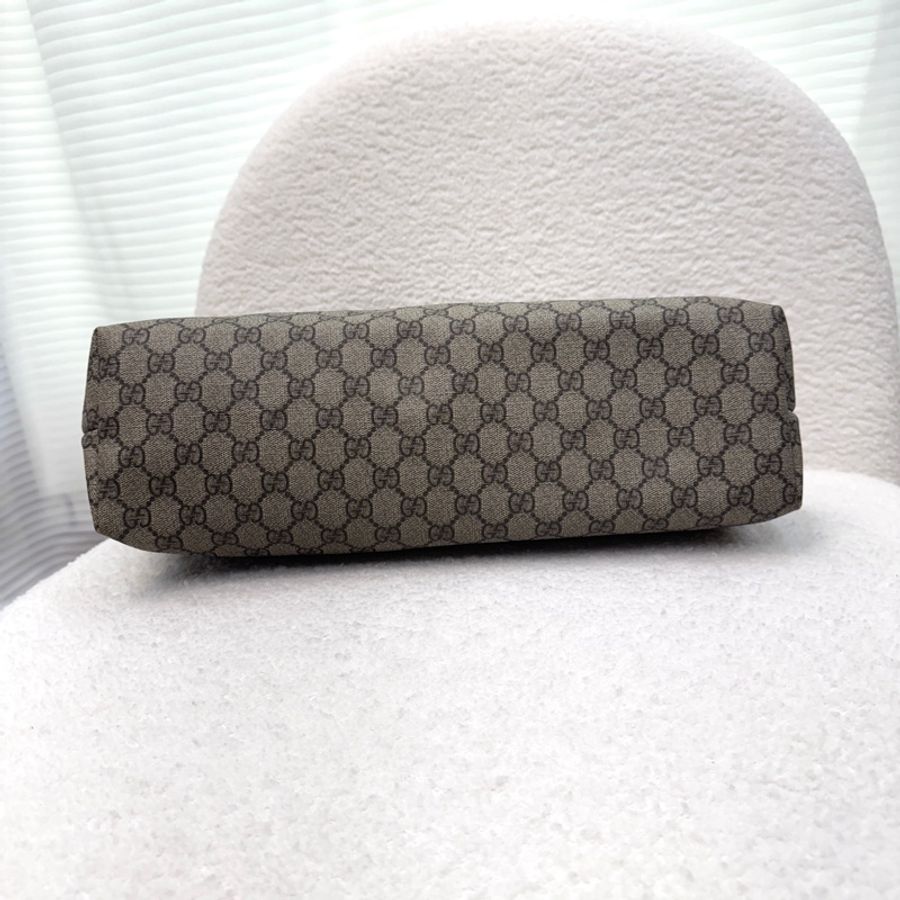 GUCCI 古馳 211137 經典老花 GG Supreme 帆布皮革飾邊托特包 / 購物袋 / 媽媽包-9