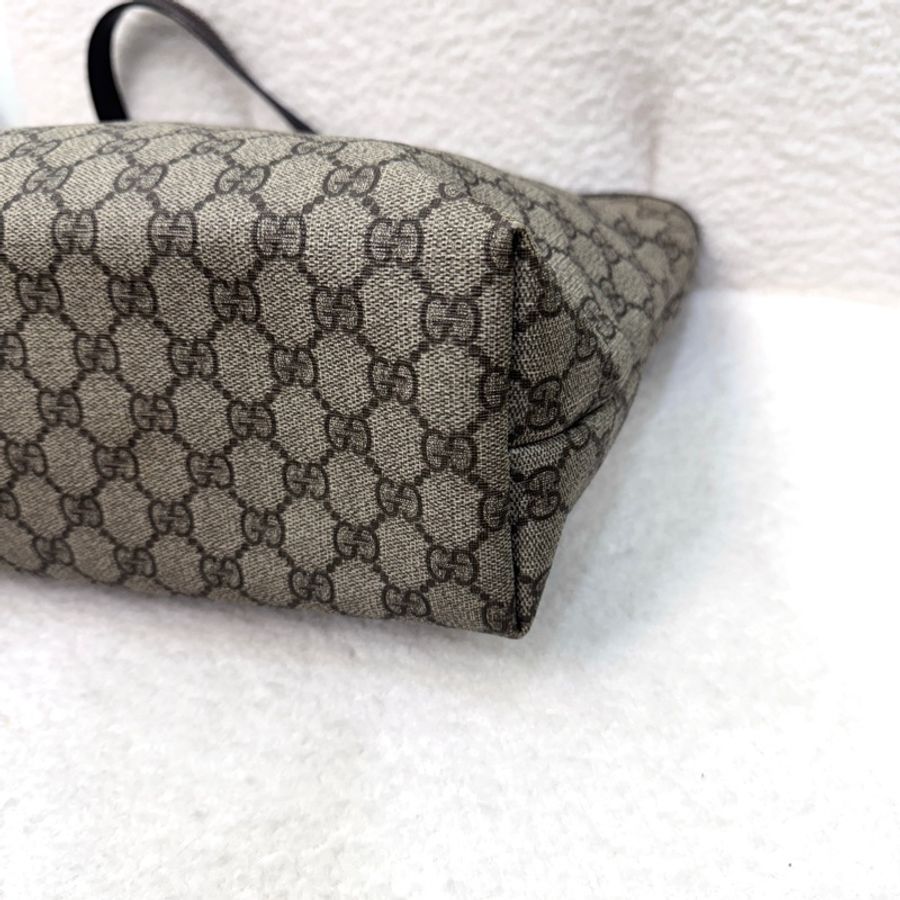 GUCCI 古馳 211137 經典老花 GG Supreme 帆布皮革飾邊托特包 / 購物袋 / 媽媽包-10