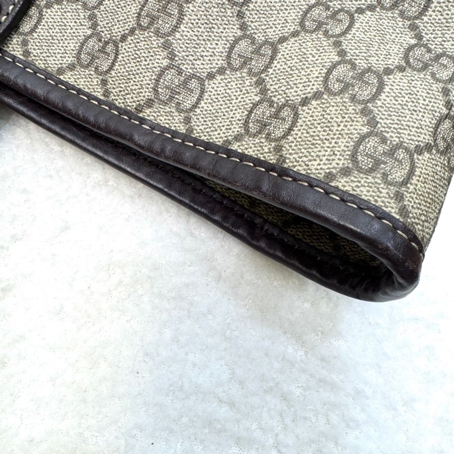 GUCCI 古馳 211137 經典老花 GG Supreme 帆布皮革飾邊托特包 / 購物袋 / 媽媽包-12