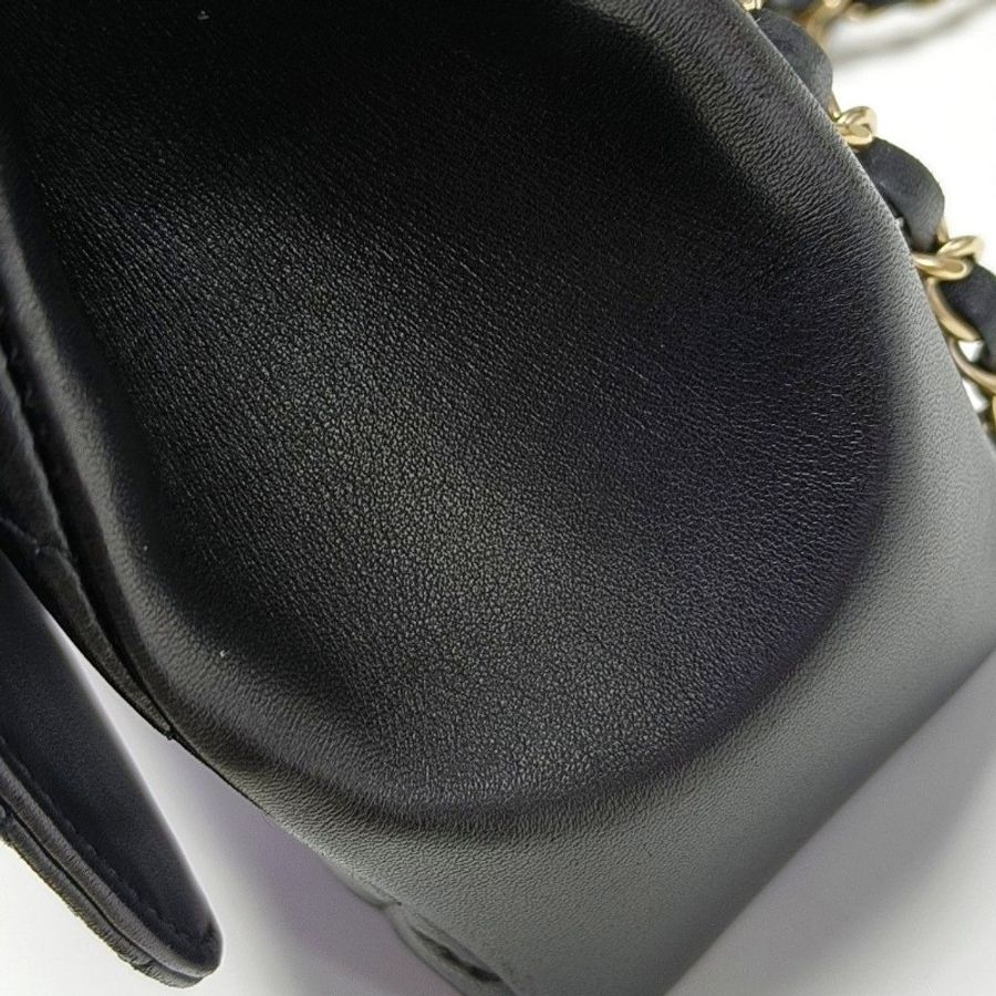 CHANEL CLASSIC SINGLE FLAP 中號 黑色羊皮菱格紋縫紋-9