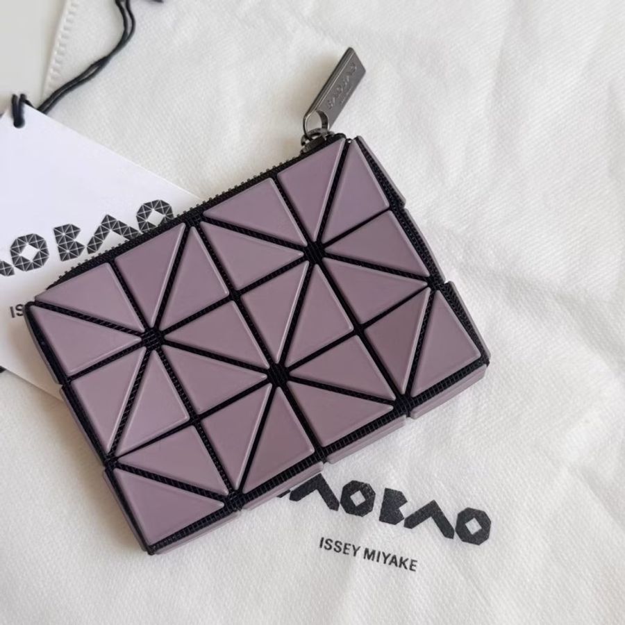 二手 Bao Bao Issey Miyake 三宅一生 灰紫色 幾何方塊拉鍊零錢包/卡夾-1