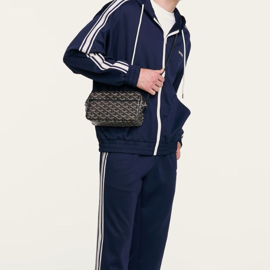 GOYARD 戈雅 Cap-Vert PM 經典 Y 字老花塗層帆布相機包 / 斜背包 / 單肩包(黑色)-6