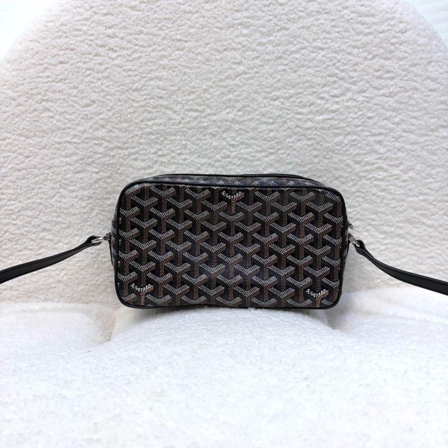 GOYARD 戈雅 Cap-Vert PM 經典 Y 字老花塗層帆布相機包 / 斜背包 / 單肩包(黑色)-10