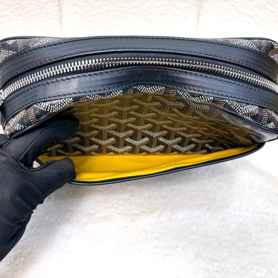 GOYARD 戈雅 Cap-Vert PM 經典 Y 字老花塗層帆布相機包 / 斜背包 / 單肩包(黑色)-14