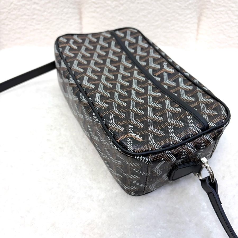 GOYARD 戈雅 Cap-Vert PM 經典 Y 字老花塗層帆布相機包 / 斜背包 / 單肩包(黑色)-15