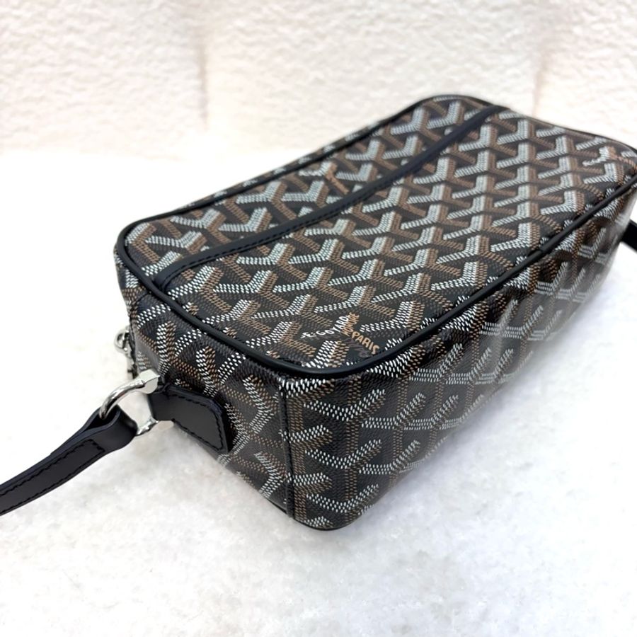 GOYARD 戈雅 Cap-Vert PM 經典 Y 字老花塗層帆布相機包 / 斜背包 / 單肩包(黑色)-16