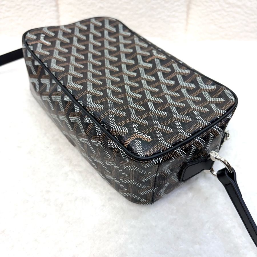 GOYARD 戈雅 Cap-Vert PM 經典 Y 字老花塗層帆布相機包 / 斜背包 / 單肩包(黑色)-17