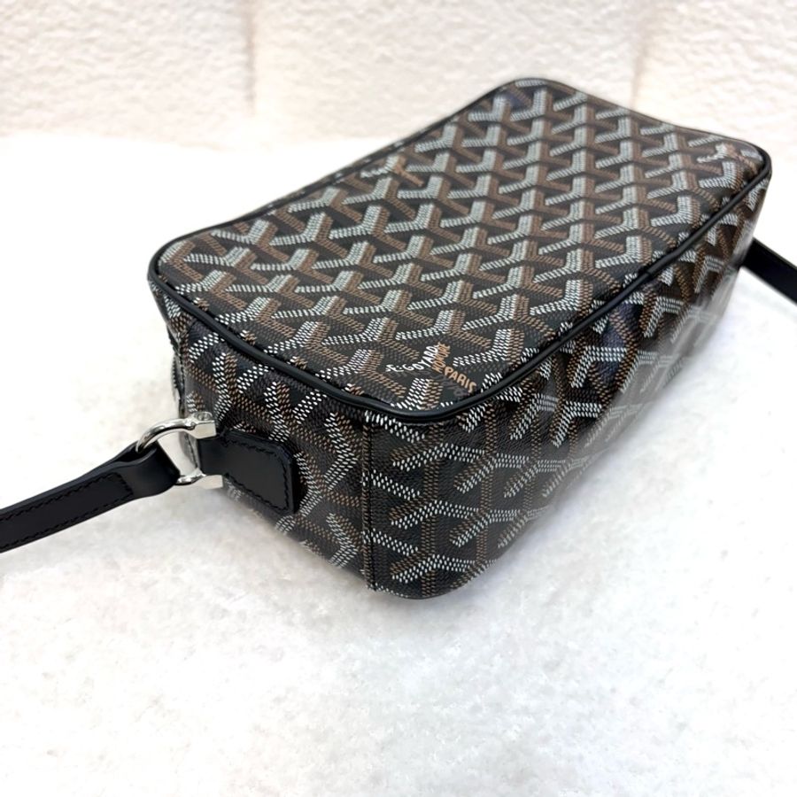 GOYARD 戈雅 Cap-Vert PM 經典 Y 字老花塗層帆布相機包 / 斜背包 / 單肩包(黑色)-18