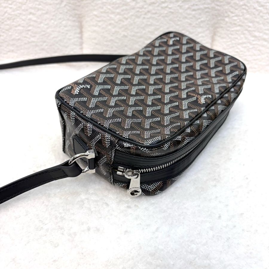 GOYARD 戈雅 Cap-Vert PM 經典 Y 字老花塗層帆布相機包 / 斜背包 / 單肩包(黑色)-19
