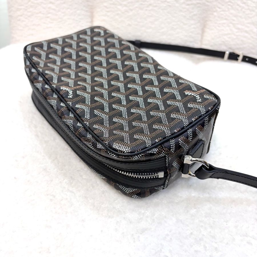 GOYARD 戈雅 Cap-Vert PM 經典 Y 字老花塗層帆布相機包 / 斜背包 / 單肩包(黑色)-20