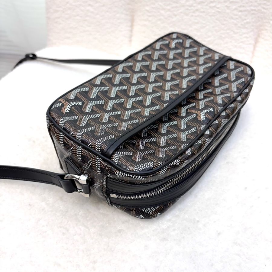 GOYARD 戈雅 Cap-Vert PM 經典 Y 字老花塗層帆布相機包 / 斜背包 / 單肩包(黑色)-22