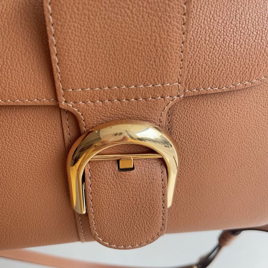 Delvaux德爾沃Brillant mini手提包斜挎包,焦糖色荔枝牛皮,金扣-7