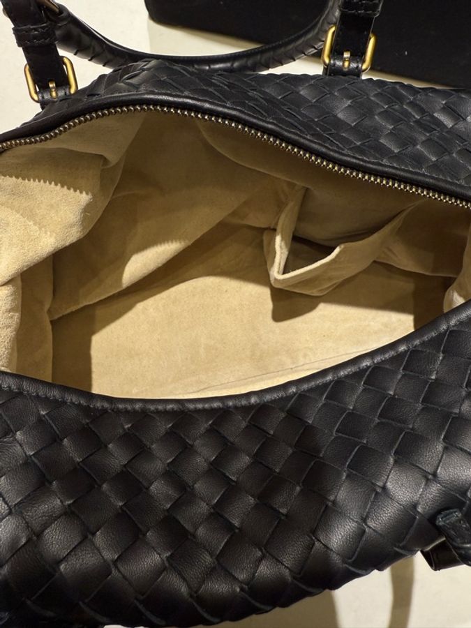 Bottega Veneta 小羊皮黑色編織波士頓包-2