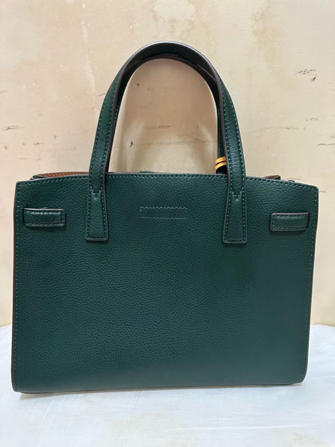 TORY BURCH 小圓標TB荔枝紋皮革手提斜背包-1