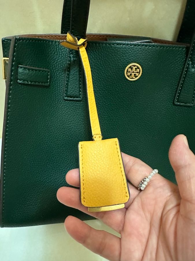 TORY BURCH 小圓標TB荔枝紋皮革手提斜背包-6