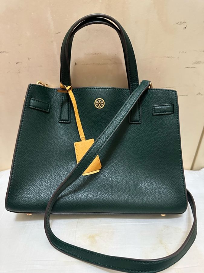 TORY BURCH 小圓標TB荔枝紋皮革手提斜背包-7